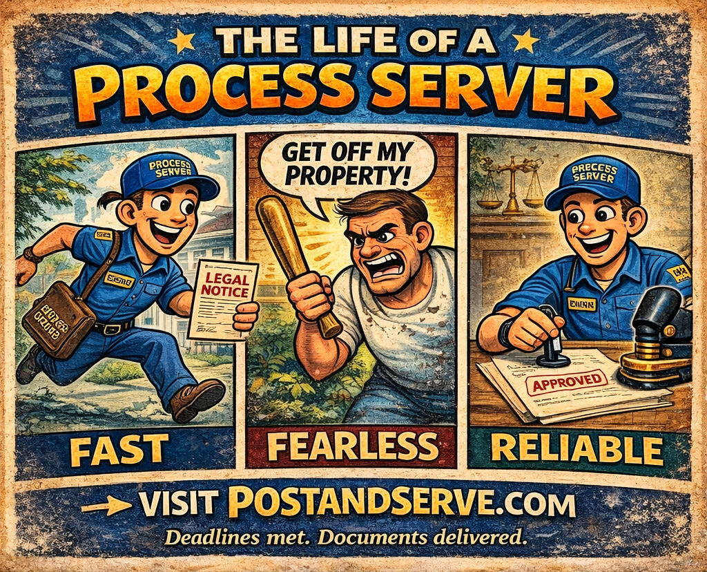 Process server ready for the job comic panel